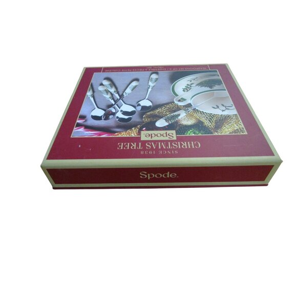 Spode Christmas Tree Teaspoons Ceramic Handle Six New In Box - Picture 8 of 12